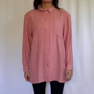 Feruccio Vintage 90s Button Down Silk Shirt Dusty Pink
